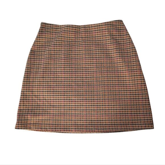 Maurices Brown Black Red Plaid High Rise Mini Skirt Size Small - Picture 4 of 14